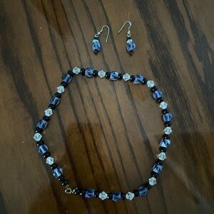 Elegant Purple and Silver Beaded Jewelry Set